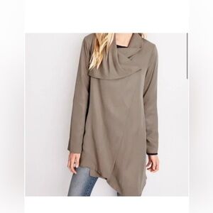 Garnet Hill Asymmetric Draped Jacket Gray Sz 14 NWOT!